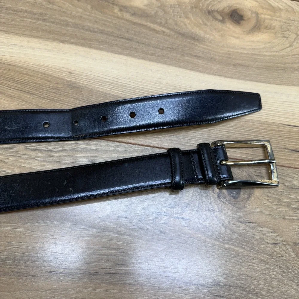 TRAFALGAR Easton Belt Mens‎ 38/95 Black Leather Handpolished Cortina Leather
